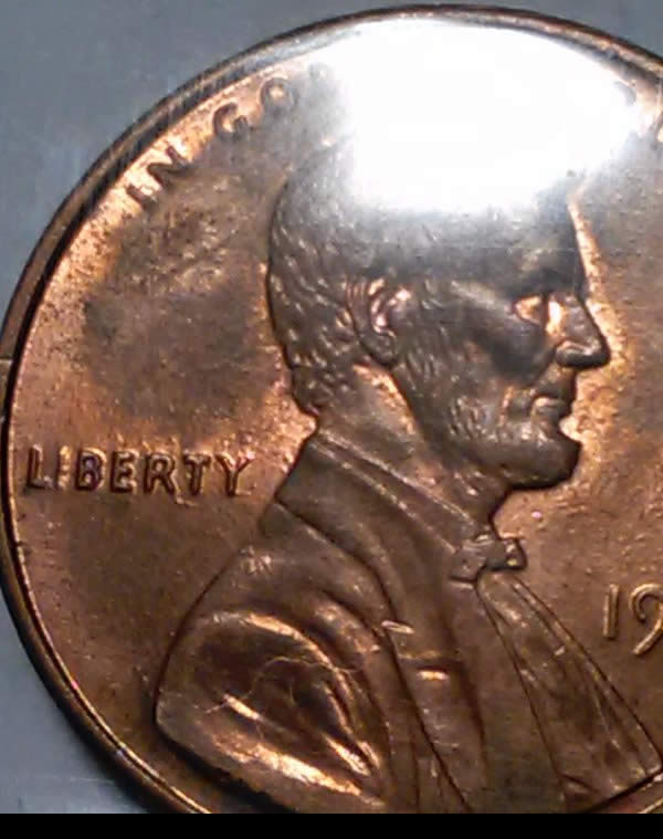 199x-P-Lincoln-Cent-Struck-Through-Grease-And-Thread-I-Believe